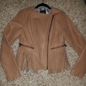 Jessica Simpson faux suede fringe jacket size medi